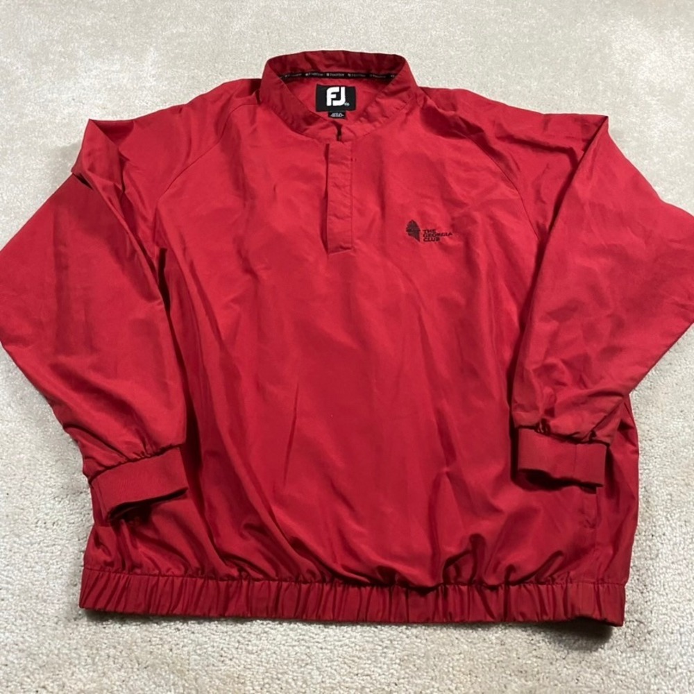 FootJoy Mens XXL Red Golf Windbreaker Pullover Georgia Club Snap Neck